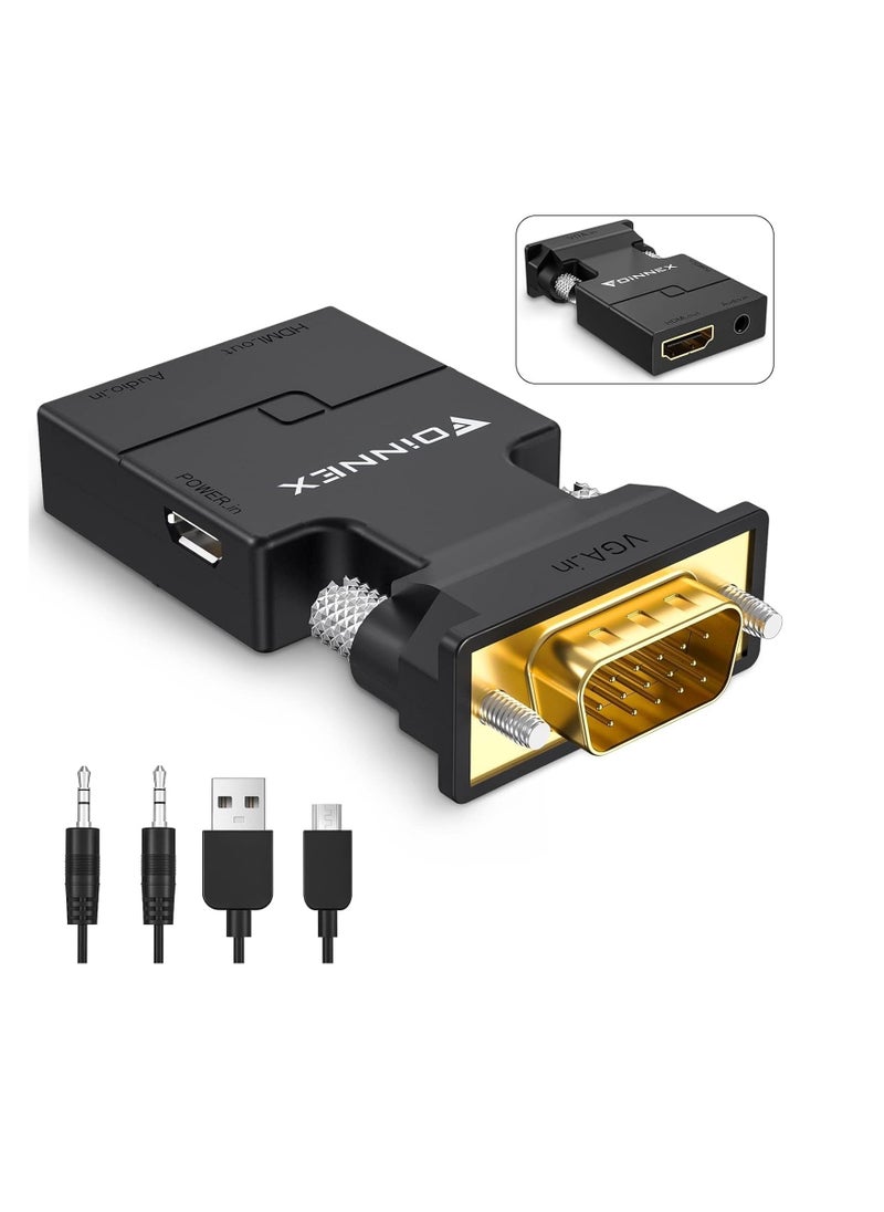 Generic - Phoenix VGA to HDMI Adapter with 1080P Audio Output Source for PC TV/Monitor Active Male Female Video Input Connector for Laptop, Computer and Projector Number of Ports: 4 - Image 1