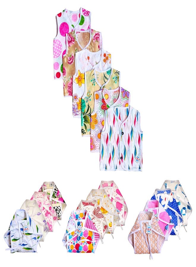 V.B.K Baby Boy and Baby Girl Combo Set Of Nappy (Cloth Diaper) (12 Piece) and Jhabla (6 Piece), Cotton Soft Fabric, 0-4 Months, Multicolor - Image 1