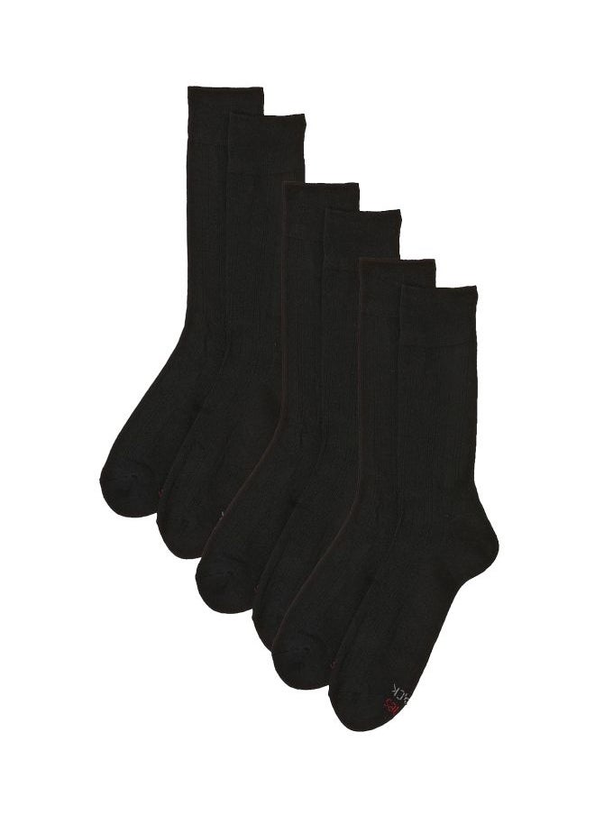 Hanes جوارب Hanes Crew نصف وسادة للرجال Hanes R71 3 قطع أسود 6 12 أسود كبير  - Image 1