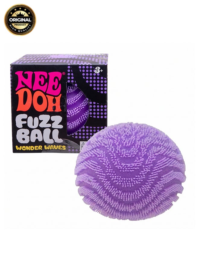 Schylling NeeDoh Fuzz Ball purple - Sensory Toy with a Velvet Texture and Soft Cloud Squish - Wavy Pattern You Can See and Feel - Ages 3 and Up -  One Per Pack (Wonder Waves) - Image 1
