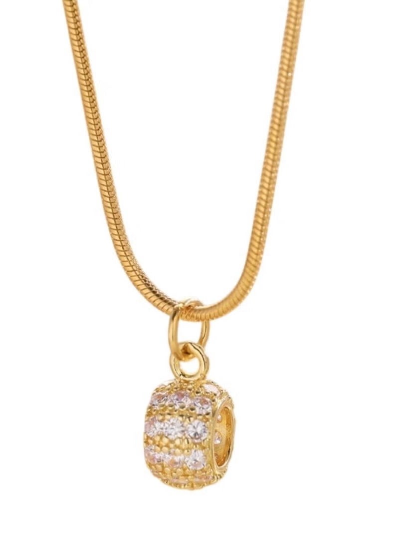 Huitich Adjustable Gold Round Crystal Pendant Necklace - Image 1