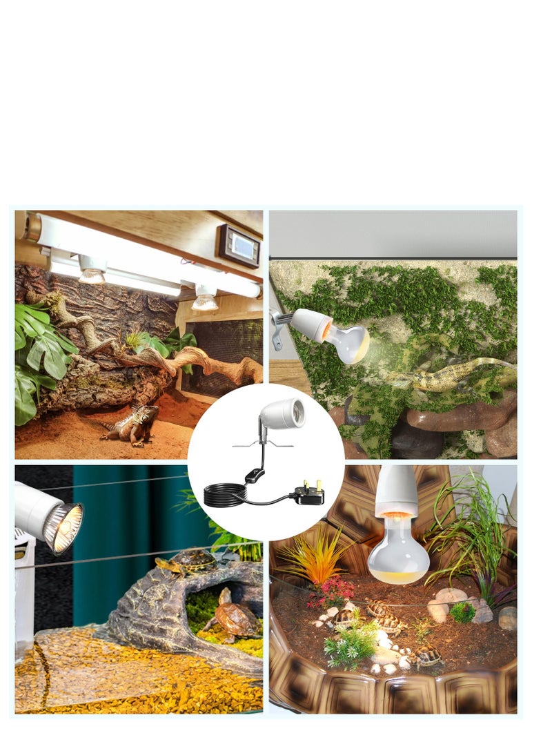 SYOSI 300W Ceramic Reptile Heat Lamp Holder, E27 Base Ceramic Heat Bulb Holder, Rotatable Reptile Light Holder with Inline ON/Off Switch for Turtle, Snake, Lizard, Dog, Chick- No Heat Bulb - Image 4
