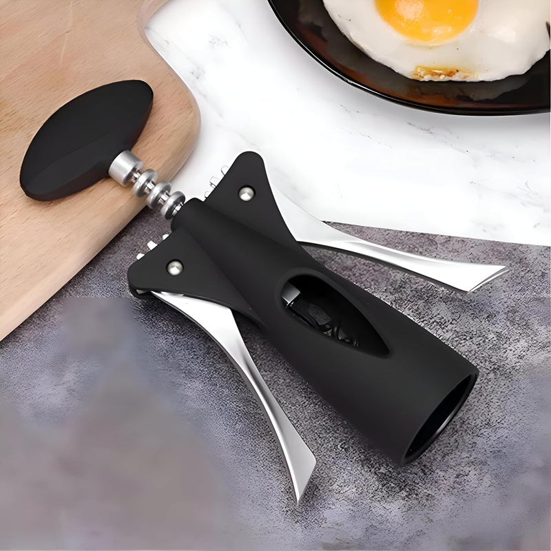 Opener Bottle Corkscrew With Wing Handle, Professional Metal Spiral And Cap Remover, Easy Twist Smooth Pull For Home Kitchen And Bar Use, XD-84 (Black) - Image 3