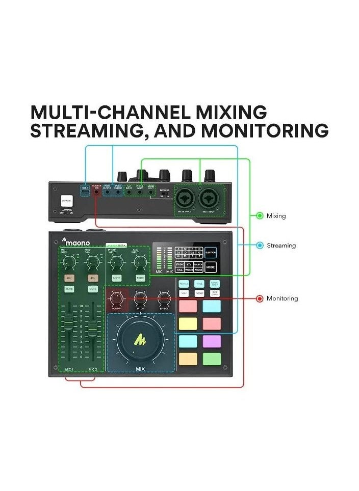 Maono - MAONO AU-AM100 All-In-One Podcast Production Studio - Black - Image 1