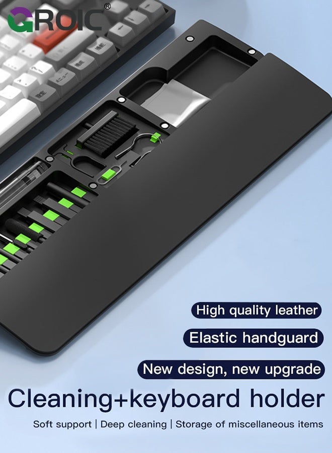 GROIC Keyboard Cleaning Kit,Leather Sponge Wrist Support for Gaming,Comfortable Office Work for Relieving Stress, Magnetic Storage, Multi-Gadget Care Tools,Phone Stand,Diverse Keyboard Brush - Image 2