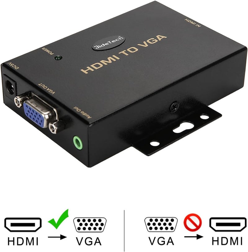 JideTech HDMI to VGA Converter with 3.5mm Audio Supports 1080P for PC Laptop Display Computer Mac Projector - Image 3