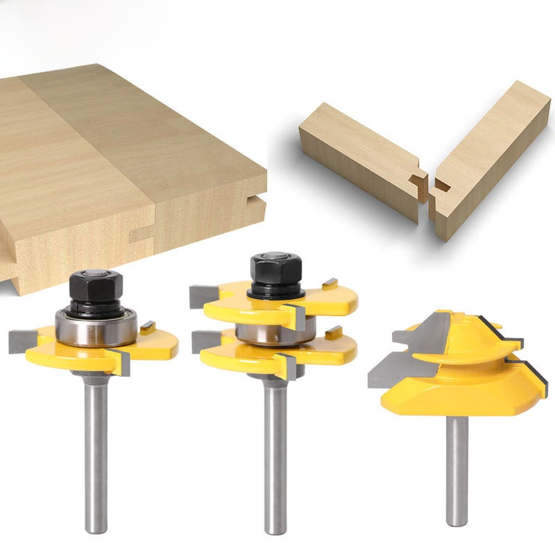 3-Piece Set of 3-Tooth T-Shaped Tenon Knives + 45-Degree Tenon Knives, Panel Knives, Floor Knives, Tenon Knives, Tenon Joint Knives, Splicing Knives(3-Piece 3-tooth 6-handle +45-degree Tenon knife 6*2) - Image 2