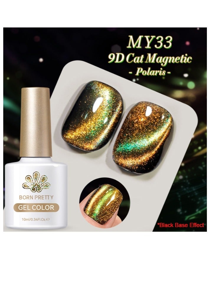 Born Pretty 9D Cat Eye Gel Nail Polish,Cat Magnetic  Gel Polish 10ml Polaris Black Base Effect ,Nail Art Soak-off Gel Polish, Sparkle Stunning Gel Polish - Image 1