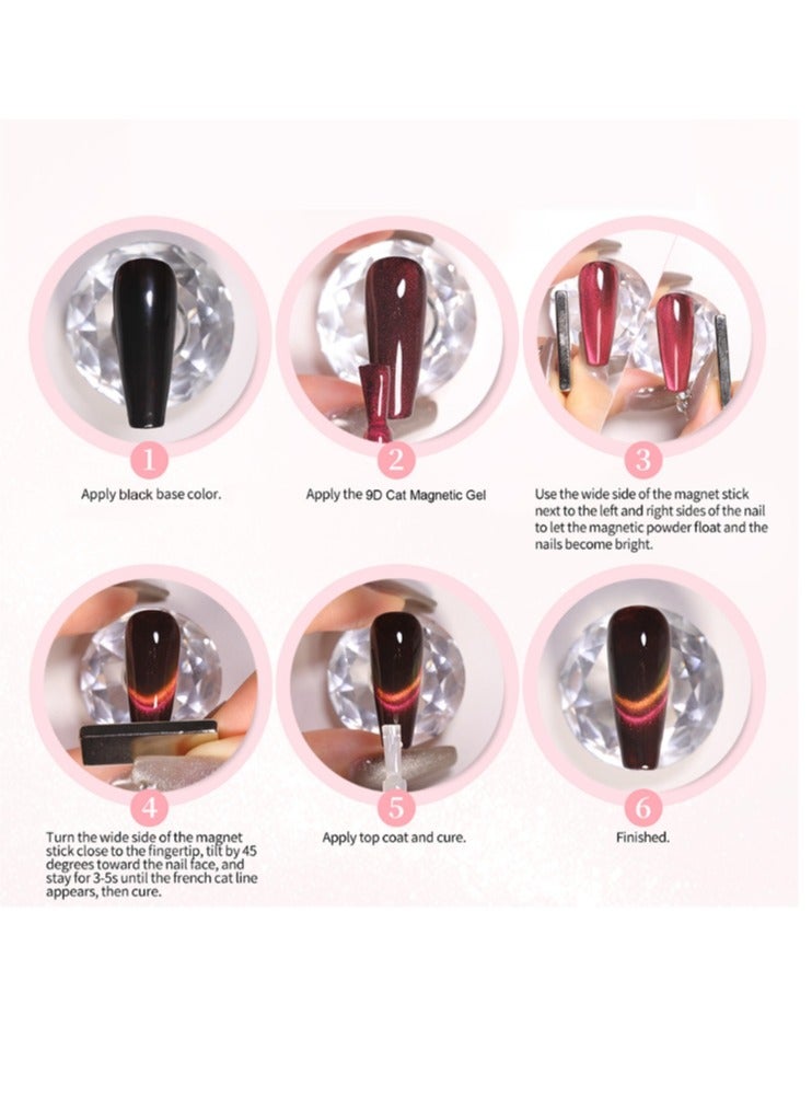 Born Pretty 9D Cat Eye Gel Nail Polish,Cat Magnetic  Gel Polish 10ml Polaris Black Base Effect ,Nail Art Soak-off Gel Polish, Sparkle Stunning Gel Polish - Image 2