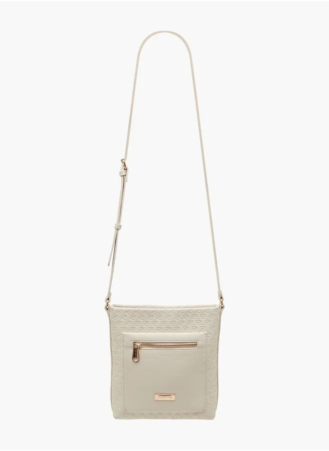 بابريكا Women's Monogram Embossed Crossbody Bag with Adjustable Strap