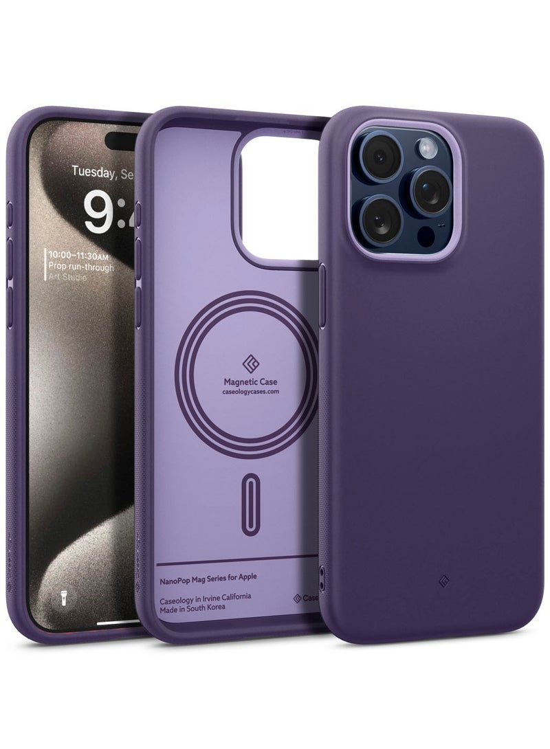 Caseology غطاء حماية Nano Pop Mag لجهاز iPhone 15 Pro MAX مع تقنية MagSafe - بنفسجي عنب - Image 1