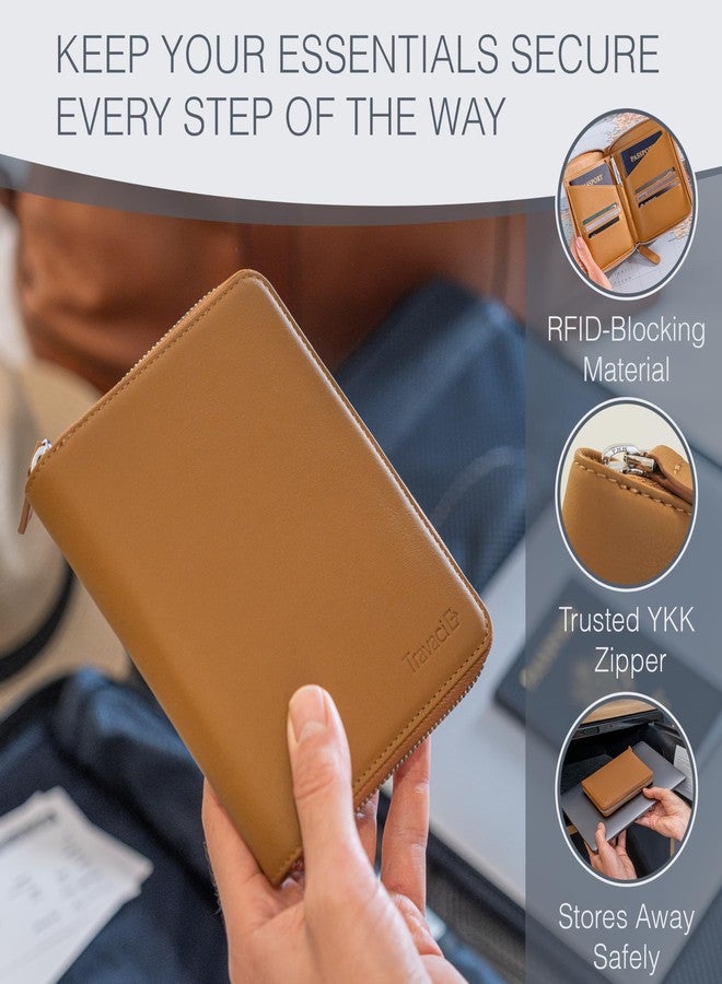 Travaci Double Passport Wallet, Tan, 6.3 inches, Classic - Image 4