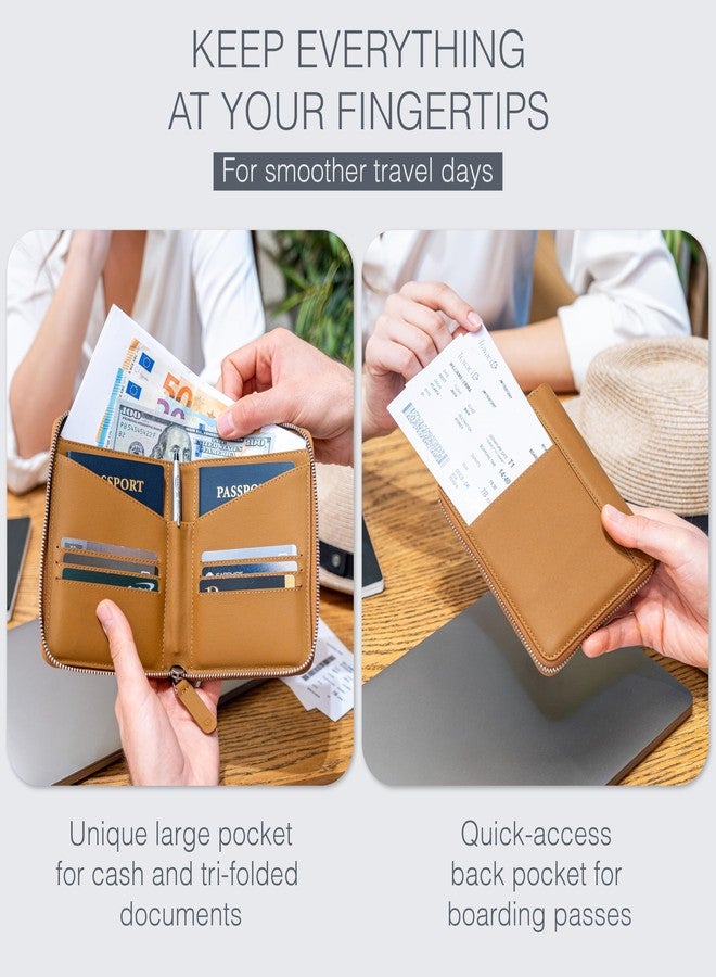 Travaci Double Passport Wallet, Tan, 6.3 inches, Classic - Image 3