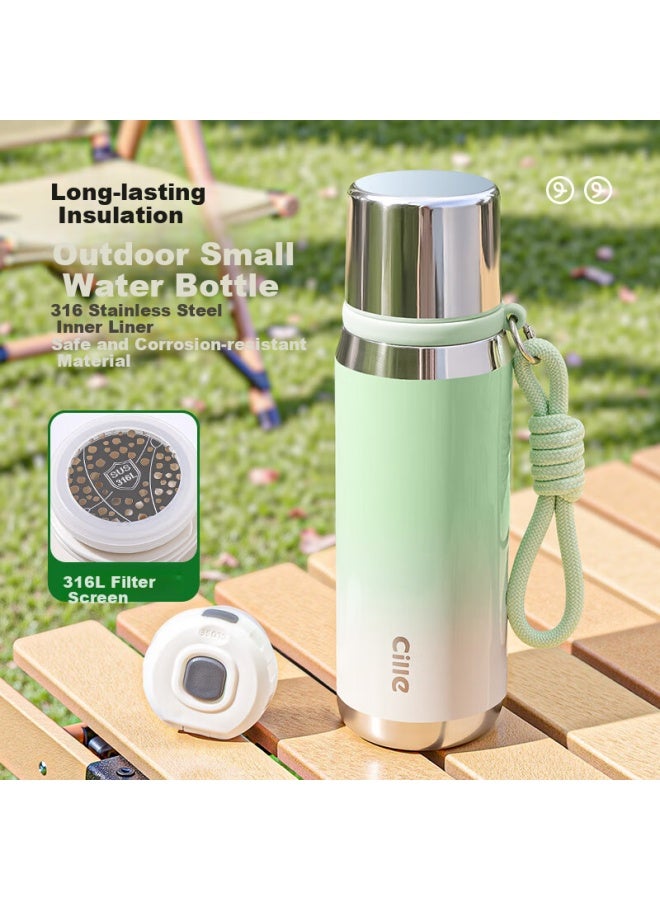 Cille Large Capacity Insulated Bottle 316l Stainless Steel Water Bottle For Men And Women Outdoor Student Tea Cup Morning Mist Gray 630ml - Image 1