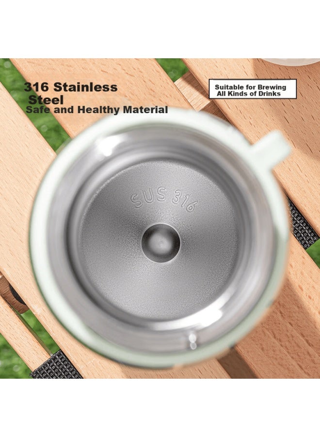 Cille Large Capacity Insulated Bottle 316l Stainless Steel Water Bottle For Men And Women Outdoor Student Tea Cup Morning Mist Gray 630ml - Image 2