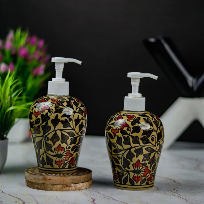 CERAMIC LIQUID SOAP DISPENSERHANDWASH BOTTLEMULTIPURPOSE LIQUID DISPENSERLIQUID DISPENSER MULTICOLOR PACK OF TWO DOUL_5021