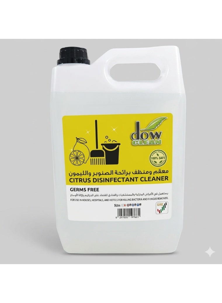 Dow Clean Citrus Disinfectant Cleaner & Sanitizer - 5 Liters | Kills 99.9% of Germs | Multi-Purpose Lemon Scented Floor & Surface Liquid for Home, Hospital & Office - Image 3