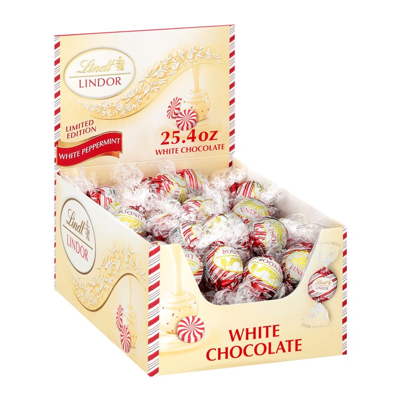 Lindt LINDOR White Chocolate Peppermint Truffles White Chocolate Candy with Smooth Peppermint Truffle Center 254 oz 60 Count - Image 3