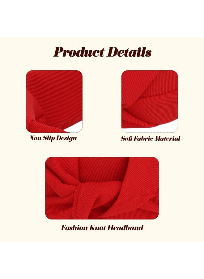 CURASA Knotted Headband for Women Red Headband Wide Headbands Non Slip Top Knot Hairband Fashion Hair Accessories for Women Girls - Image 5