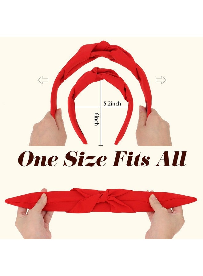 CURASA Knotted Headband for Women Red Headband Wide Headbands Non Slip Top Knot Hairband Fashion Hair Accessories for Women Girls - Image 4
