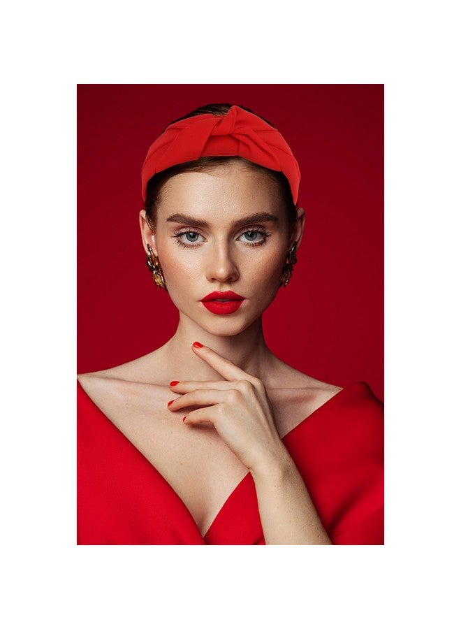 CURASA Knotted Headband for Women Red Headband Wide Headbands Non Slip Top Knot Hairband Fashion Hair Accessories for Women Girls - Image 2