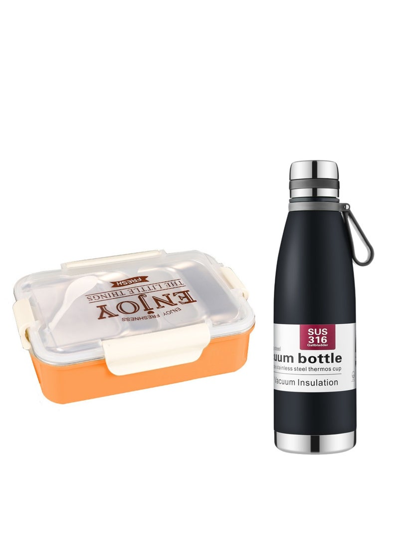 Premium Quality Insulated Lunch Box Set with 1000ml Stainless Steel Water Bottle, Vacuum Flask, and Compartment Container with Steel Plate – Durable, Leakproof & Heat-Retaining for Office, School, or Travel  - Image 1