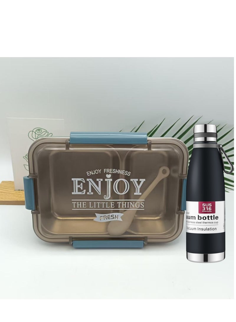 Premium Quality Insulated Lunch Box Set with 1000ml Stainless Steel Water Bottle, Vacuum Flask, and Compartment Container with Steel Plate – Durable, Leakproof & Heat-Retaining for Office, School, or Travel  - Image 3