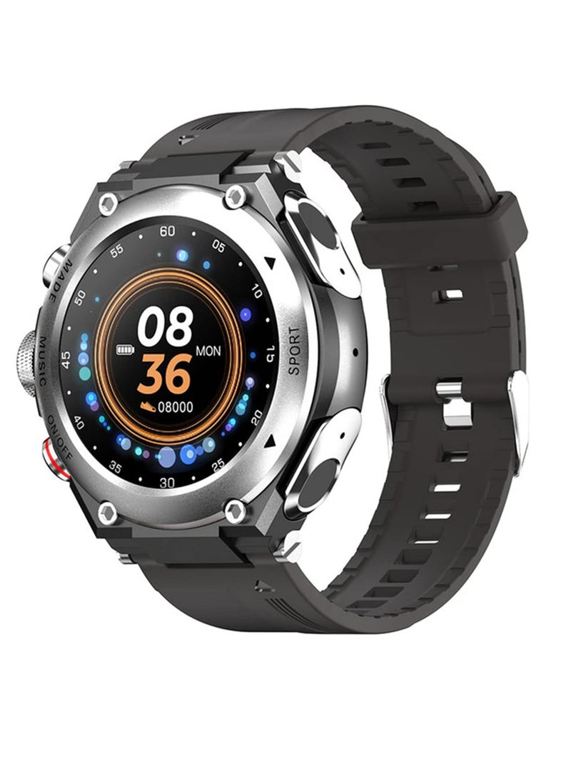 T92 Smart Bracelet, Bluetooth 5.0 Waterproof Smart Fitness Watch With Earbuds, 9D Stereo Full Touch Screen Music Bracelet For Men And Women, (1pc, Black And Silver) - Image 1
