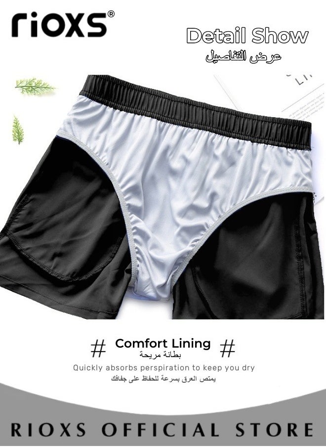 RIOXS Mens Casual Gym Shorts with Elastic Waist Running Shorts Quick Dry Breathable Sports Shorts Jogging Marathon Bicycle Shorts  - Image 5