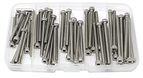 iexcell 50 Pcs M4 x 40/45/50/55/60mm Thread Pitch 0.7 mm Stainless Steel 304 Hex Socket Head Cap Screws Bolts Assortment Kit - Image 2