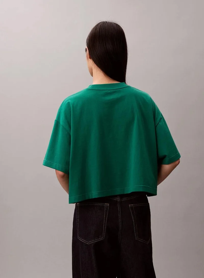 Calvin Klein Enchanted Forest Cropped Varsity Logo T-Shirt for Women | Best Price UAE