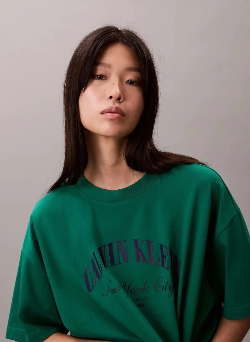 Calvin Klein Enchanted Forest Cropped Varsity Logo T-Shirt for Women | Best Price UAE
