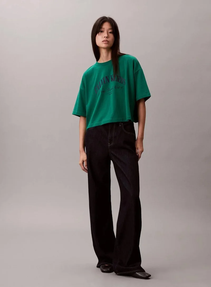 Calvin Klein Enchanted Forest Cropped Varsity Logo T-Shirt for Women | Best Price UAE