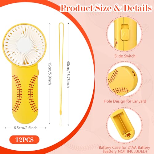 Tujoe 24 Pcs Sport Gifts Includes 12 Pcs Cooling Towels 40x12 Workout Towels 12 Portable Fan Mini Handheld Fan for Team Gift Sport Party Favors Battery Not IncludeYellowSoftball - Image 3