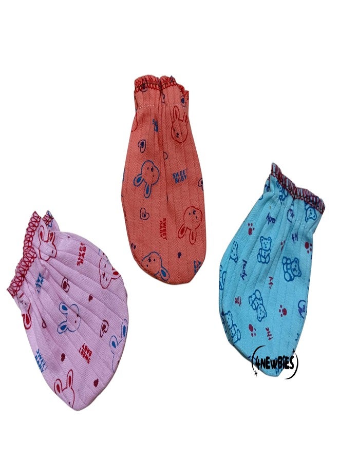 4NEwBiES Cotton Mittens for New Born Baby (0-6 months) | Hand Gloves | Cotton Mittens with gentle elastic wristbands for baby 0 to 6 months | New born baby products | Pack of 12 pairs - Image 2