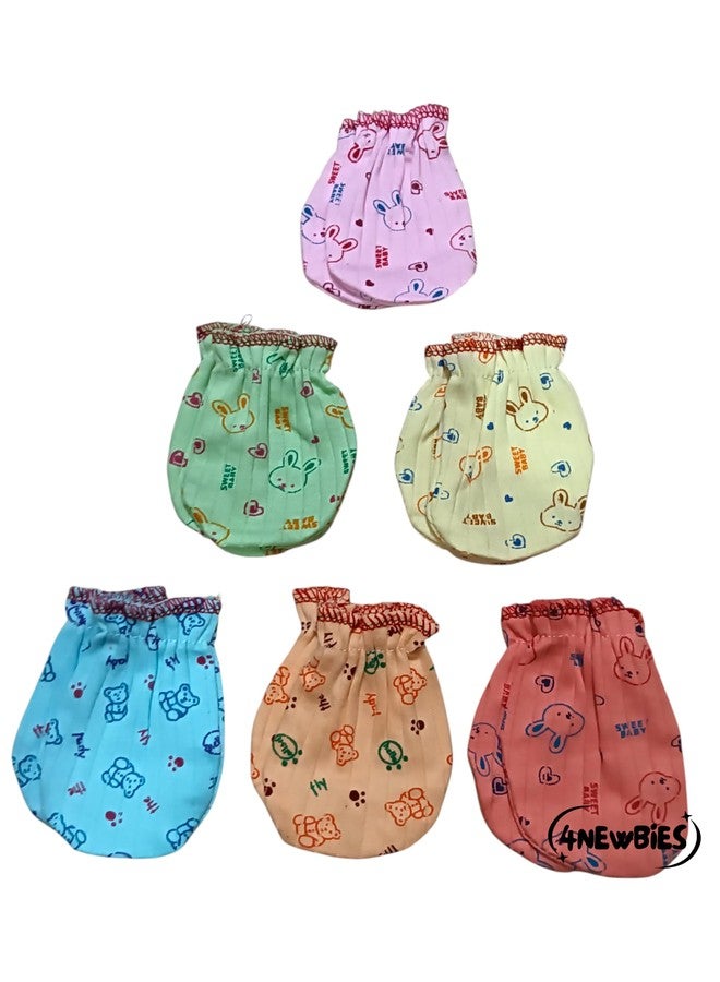 4NEwBiES Cotton Mittens for New Born Baby (0-6 months) | Hand Gloves | Cotton Mittens with gentle elastic wristbands for baby 0 to 6 months | New born baby products | Pack of 12 pairs - Image 1