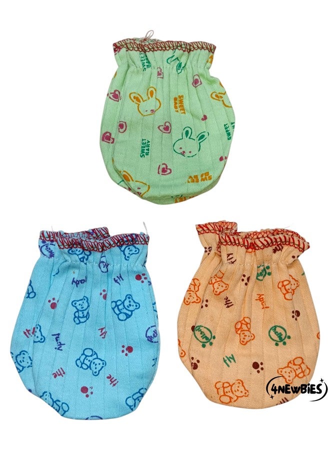 4NEwBiES Cotton Mittens for New Born Baby (0-6 months) | Hand Gloves | Cotton Mittens with gentle elastic wristbands for baby 0 to 6 months | New born baby products | Pack of 12 pairs - Image 3