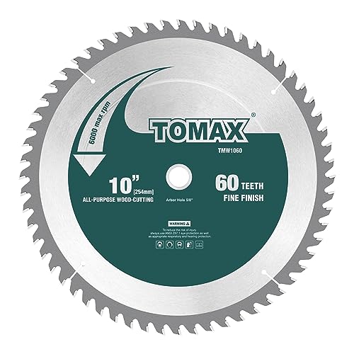 TOMAX 10-Inch 60 Tooth ATB Fine Finish Saw Blade with 5/8-Inch Arbor - Image 1