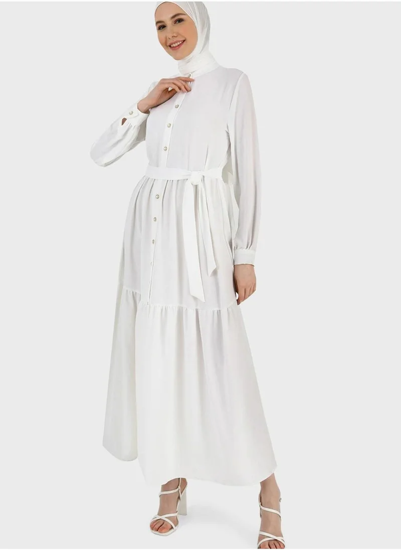 Refka by modanisa Tiered Belted Dress