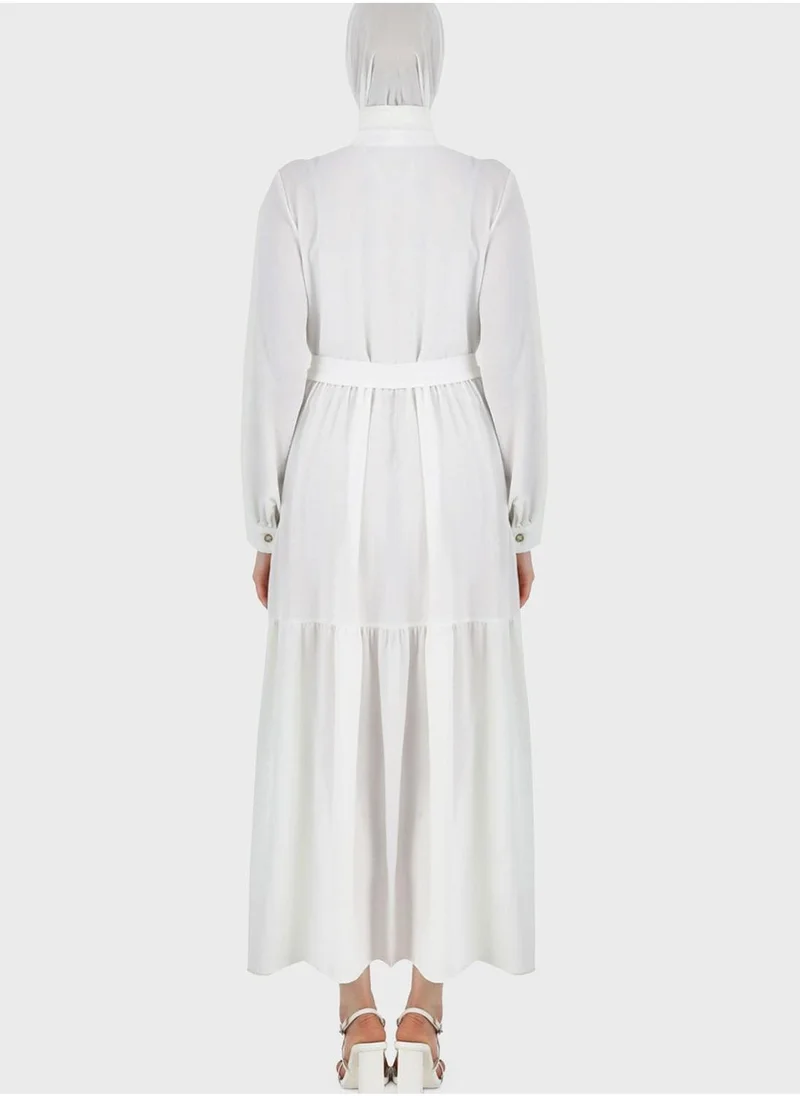 Refka by modanisa Tiered Belted Dress