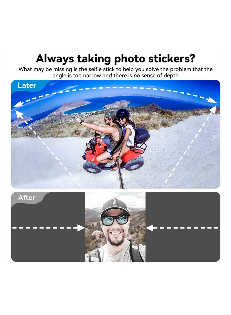 KASTWAVE Invisible Selfie Stick for GoPro Insta360 (120cm/47.2 inch), Lightweight Carbon Fiber Extension Pole for Go Pro Max Hero 11 10 9 8 7 6 5 One X2 X3 DJI Action 2 3 AKASO 360 Camera  - Image 3
