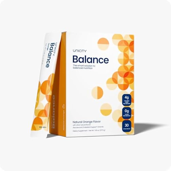 Unicity Balance Fiber Supplement | Supports Healthy Glucose Response & Fullness | Pre-Meal Soluble Fiber Drink Mix | Natural Orange | 30 Stick Packs - Image 1