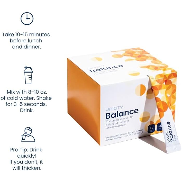 Unicity Balance Fiber Supplement | Supports Healthy Glucose Response & Fullness | Pre-Meal Soluble Fiber Drink Mix | Natural Orange | 30 Stick Packs - Image 4