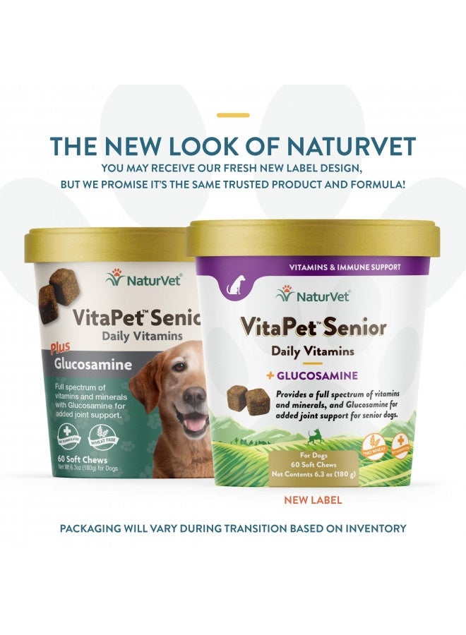 NaturVet Naturvet Vitapet Senior Daily Vitamins Plus Glucosamine For Dogs, 60 Ct Soft Chews, Made In The Usa With Globally Source Ingredients  - Image 1