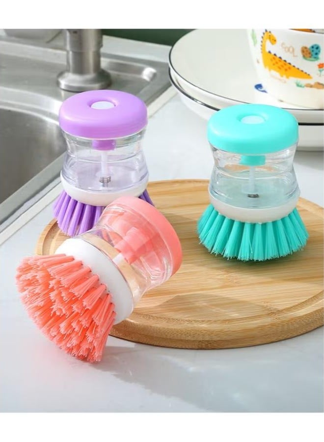 2-in-1 Dishwashing Brush with Automatic Soap Dispenser multicolor 1pcs - Image 1