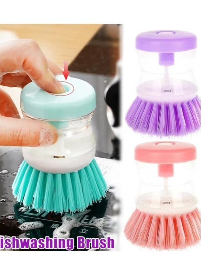 2-in-1 Dishwashing Brush with Automatic Soap Dispenser multicolor 1pcs - Image 4