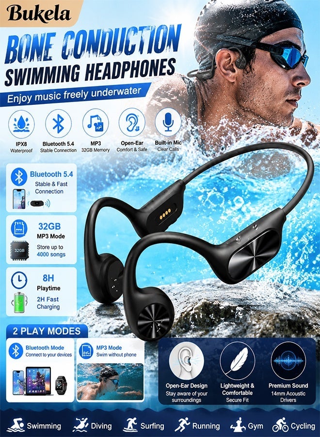 bukela Bukela Headphones Swimming Conduction Swimming Headphones IPX8 Waterproof MP3 Mode Playtime Sports Headset With Drivers For Swimming Running Cycling ZD5461276953BF6280046Z