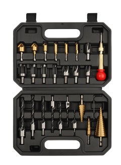 Excefore 26 Pack Woodworking Chamfer Drilling Tools, Including Countersink Drill Bits, Wood Plug Cutter, Step Drill Bit, Center Punch, L-Wrench, for Hardened Metal, Stainless Steel, Cast Iron & Wood Plastic  - Image 1