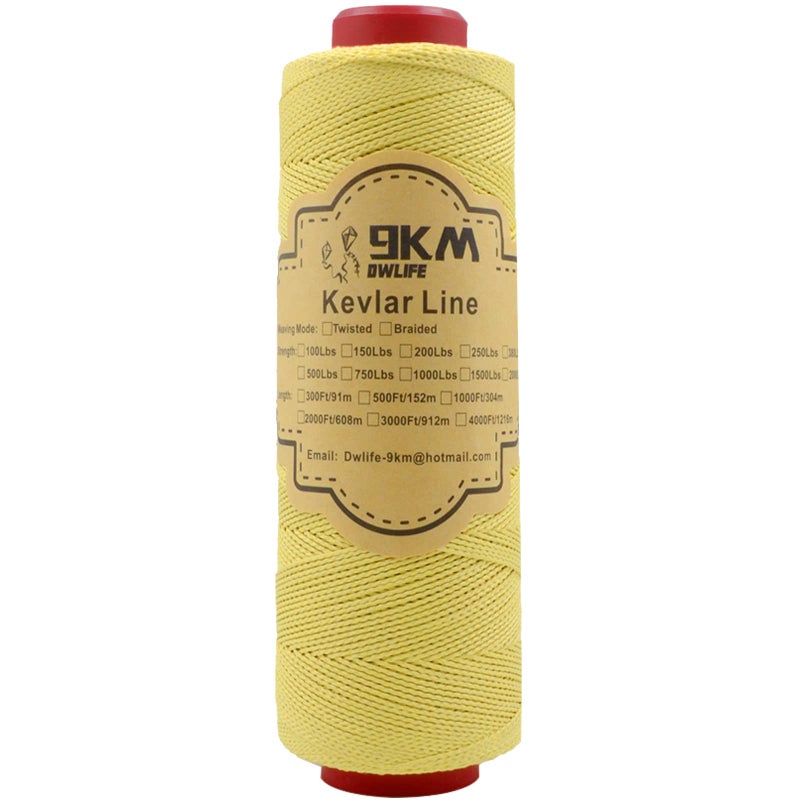 9KM DWLIFE Kevlar Kite String 200lb 1000Ft Braided Kevlar Line Low Stretch High Strength Heavy Duty Fishing Assist Cord Camping Hiking Outdoor Survival Rope