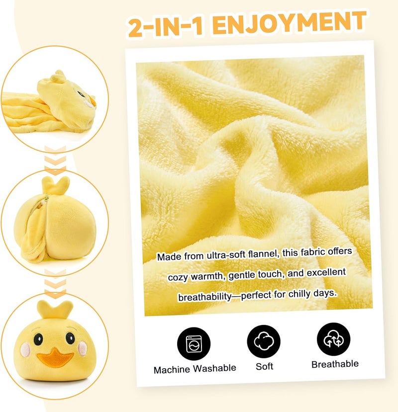 IFNOW Wearable Blanket Hoodie Kids, Oversized Fleece Blanket Sweatshirt Christmas Birthday Gifts for Boys, Girls, Teen Hoodie with Portable Foldable Blanket Pillow Animal Embroidery 5-15 Years Chicken - Image 4